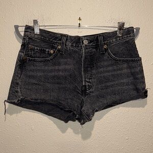 Levi's Women's Black Wash 501 Cut Off Denim Shorts 26 - Buttonfly